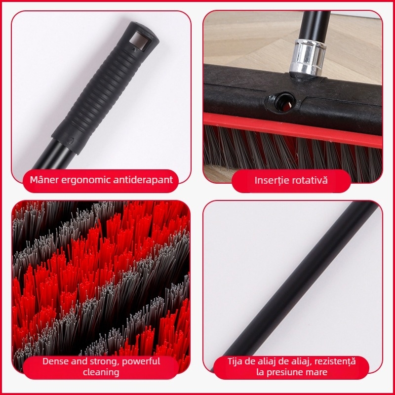 Perie pentru podea, dublu scop, mâner lung, peri metalice; White Clouds, origine Guangdong