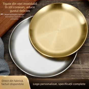Placă circulară din oțel inoxidabil 304 pentru grătar — finisaj periat, stil outdoor, imprimare logo, personalizabil