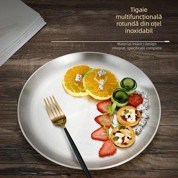Placă circulară din oțel inoxidabil 304 pentru grătar — finisaj periat, stil outdoor, imprimare logo, personalizabil