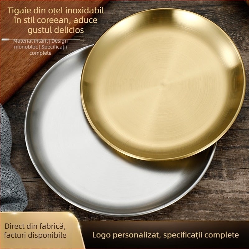 Placă circulară din oțel inoxidabil 304 pentru grătar — finisaj periat, stil outdoor, imprimare logo, personalizabil