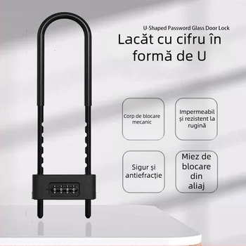 Încuietoare cu parolă pentru ușile din sticlă ale magazinului, pentru uși duble, anti-furt, cu extensie și design îngroșat