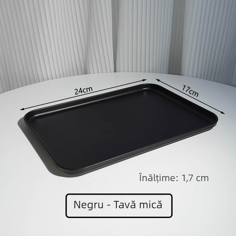 Tavă rectangular Nordic light luxury, din plastic, cu glazură colorată, model monocrom, potrivită pentru mâncare și băuturi