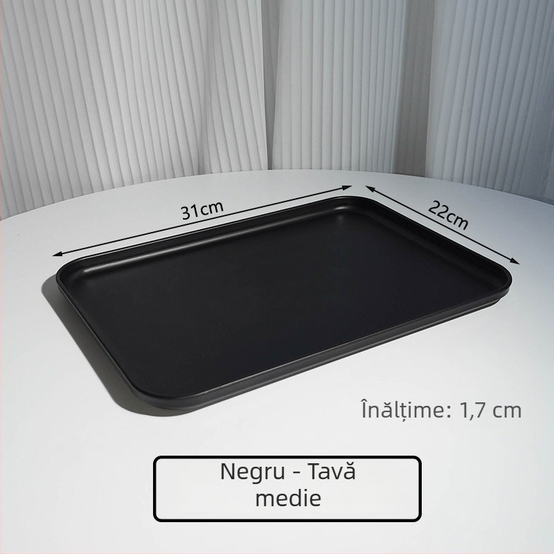 Tavă rectangular Nordic light luxury, din plastic, cu glazură colorată, model monocrom, potrivită pentru mâncare și băuturi