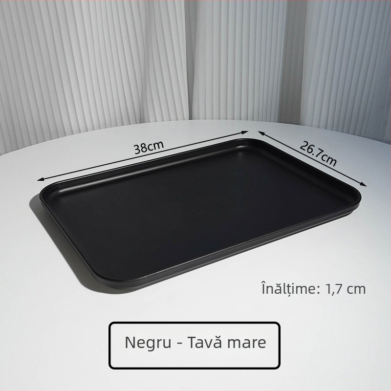 Tavă rectangular Nordic light luxury, din plastic, cu glazură colorată, model monocrom, potrivită pentru mâncare și băuturi