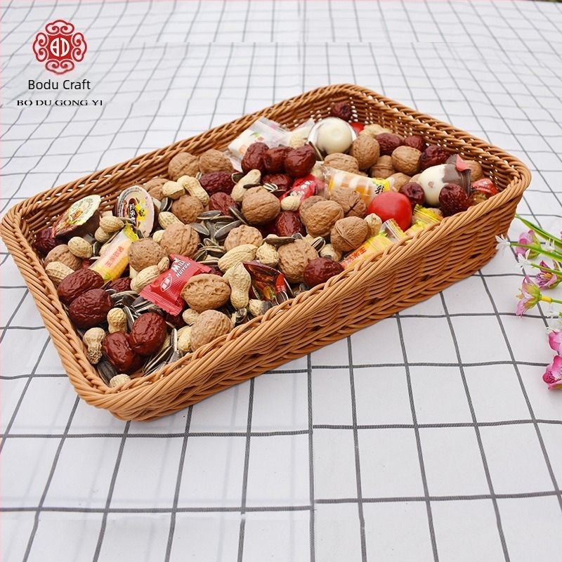 Coș plastic dreptunghiular pentru fructe cu margine înclinată – Stil simplu, formă dreptunghiulară, material plastic, pentru servire și afișare fructe