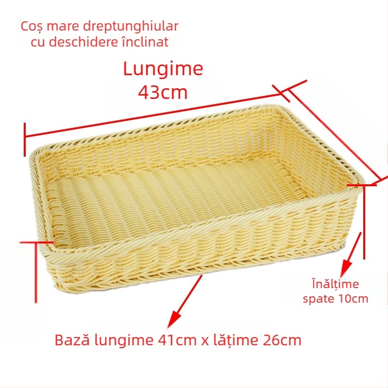 Coș plastic dreptunghiular pentru fructe cu margine înclinată – Stil simplu, formă dreptunghiulară, material plastic, pentru servire și afișare fructe