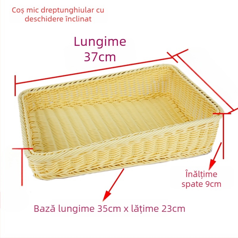 Coș plastic dreptunghiular pentru fructe cu margine înclinată – Stil simplu, formă dreptunghiulară, material plastic, pentru servire și afișare fructe