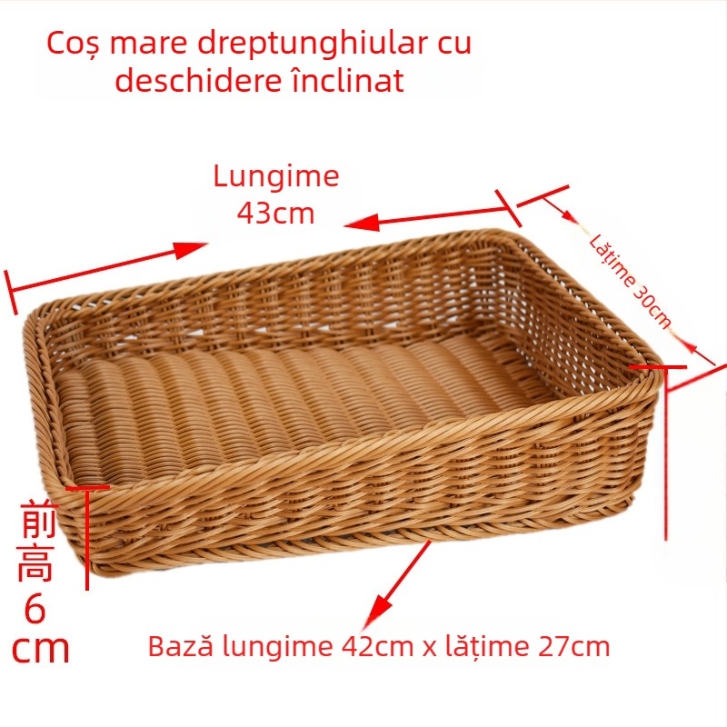 Coș plastic dreptunghiular pentru fructe cu margine înclinată – Stil simplu, formă dreptunghiulară, material plastic, pentru servire și afișare fructe