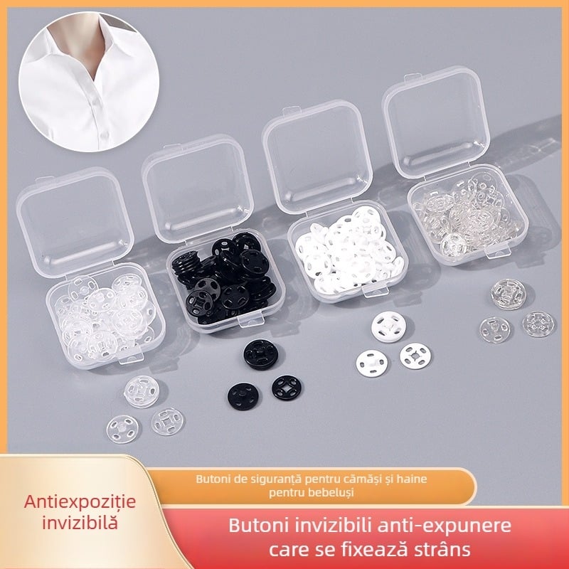 Nasturi ascunși din nylon pentru paltoane, jachete și haine pentru copii – încuietoare invizibilă, anti-expunere, Xiangyu