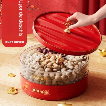 Platou de fructe pentru Anul Nou acasă – farfurie de fructe pentru sufragerie și măsuță de cafea cu compartimente (Material: Plastic; Categorie: Platou de fructe; Stil: Modern minimalist; Lansare: 2025; Brand privat autorizat: Da)