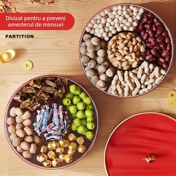 Platou de fructe pentru Anul Nou acasă – farfurie de fructe pentru sufragerie și măsuță de cafea cu compartimente (Material: Plastic; Categorie: Platou de fructe; Stil: Modern minimalist; Lansare: 2025; Brand privat autorizat: Da)