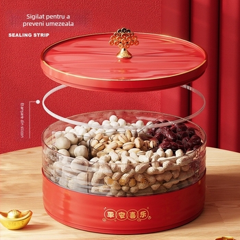 Platou de fructe pentru Anul Nou acasă – farfurie de fructe pentru sufragerie și măsuță de cafea cu compartimente (Material: Plastic; Categorie: Platou de fructe; Stil: Modern minimalist; Lansare: 2025; Brand privat autorizat: Da)