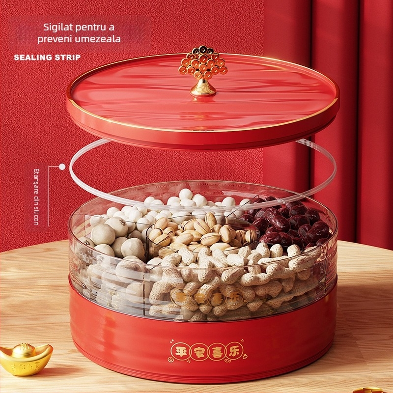 Platou de fructe pentru Anul Nou acasă – farfurie de fructe pentru sufragerie și măsuță de cafea cu compartimente (Material: Plastic; Categorie: Platou de fructe; Stil: Modern minimalist; Lansare: 2025; Brand privat autorizat: Da)