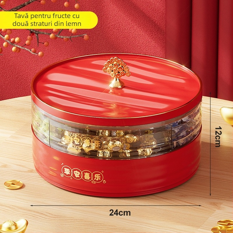 Platou de fructe pentru Anul Nou acasă – farfurie de fructe pentru sufragerie și măsuță de cafea cu compartimente (Material: Plastic; Categorie: Platou de fructe; Stil: Modern minimalist; Lansare: 2025; Brand privat autorizat: Da)