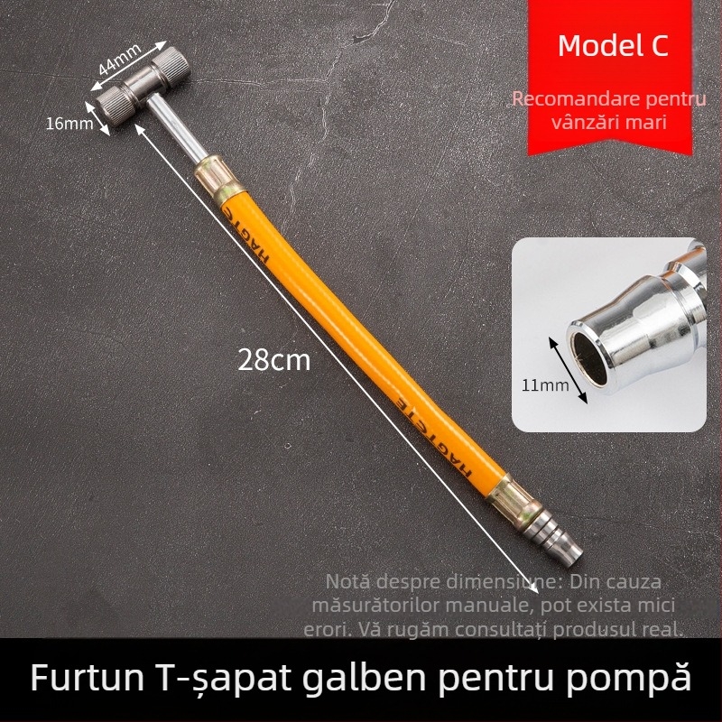 Manometru de presiune pentru pneuri auto – corp din cauciuc, montaj apăsare, con britanic