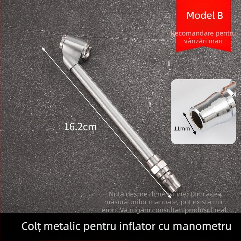 Manometru de presiune pentru pneuri auto – corp din cauciuc, montaj apăsare, con britanic