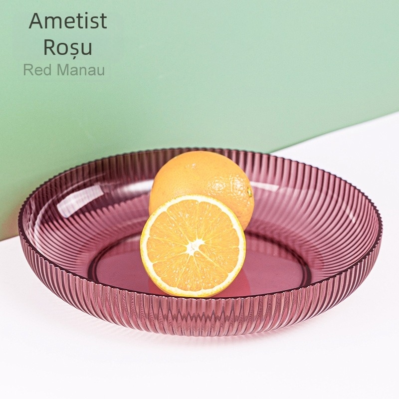 Farfurie de fructe pentru măsuța de cafea din living — material PET, stil modern simplu, model cu dungi, calitate de top.