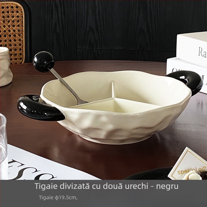 Tavă ceramică divizată pentru fructe, porțelan, brand Dadou factory store, stil crem, lansare vară 2024.
