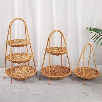 Tavă pentru fructe din plastic, multistrat, design imitație de ratan, stil european, vânzare directă din fabrică