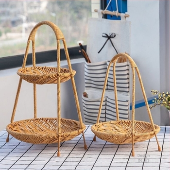 Tavă pentru fructe din plastic, multistrat, design imitație de ratan, stil european, vânzare directă din fabrică