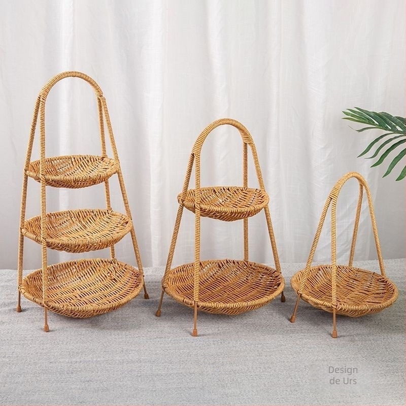 Tavă pentru fructe din plastic, multistrat, design imitație de ratan, stil european, vânzare directă din fabrică