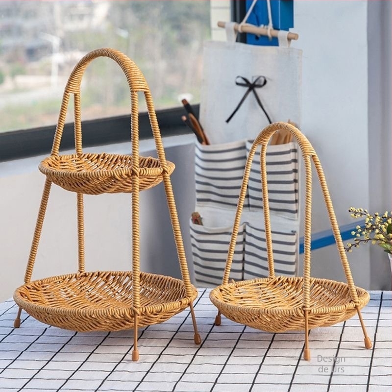 Tavă pentru fructe din plastic, multistrat, design imitație de ratan, stil european, vânzare directă din fabrică