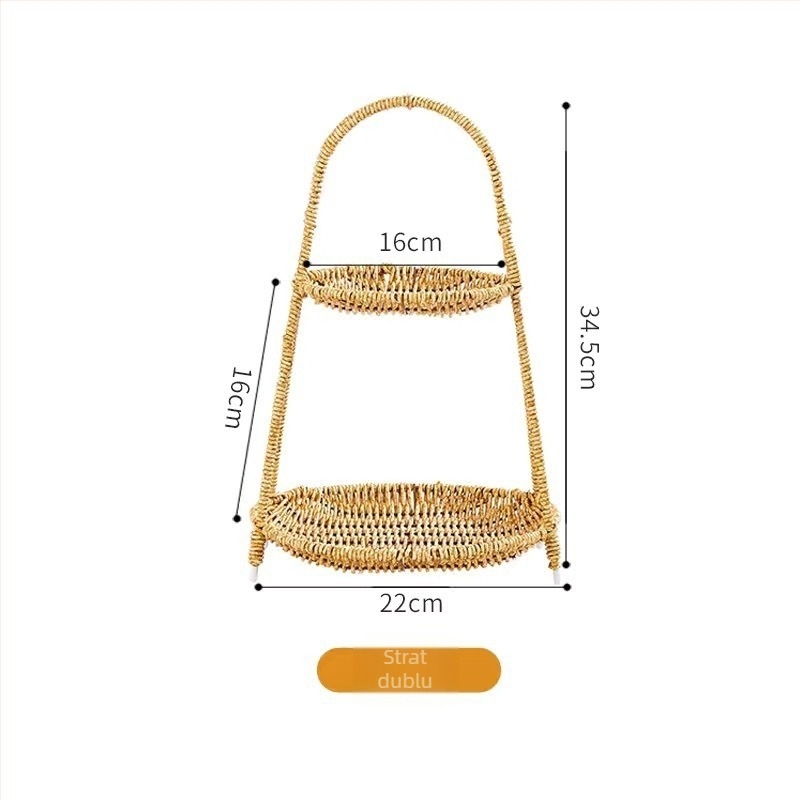Tavă pentru fructe din plastic, multistrat, design imitație de ratan, stil european, vânzare directă din fabrică