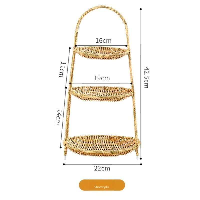 Tavă pentru fructe din plastic, multistrat, design imitație de ratan, stil european, vânzare directă din fabrică