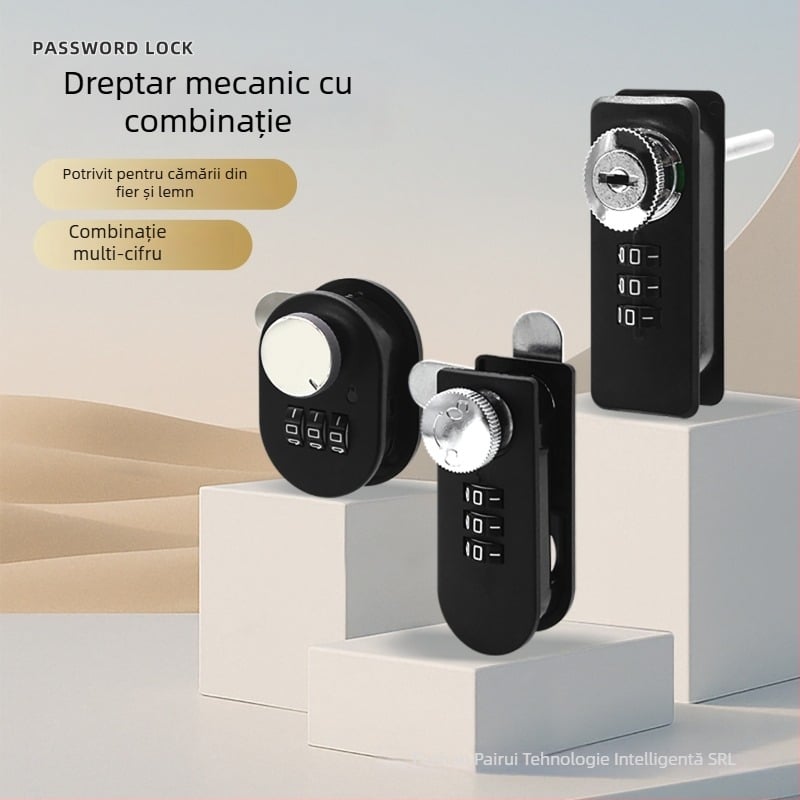 Parika încuietoare cu combinație mecanică pentru dulapuri și fișiere – plastic + aliaj, stil modern minimalist