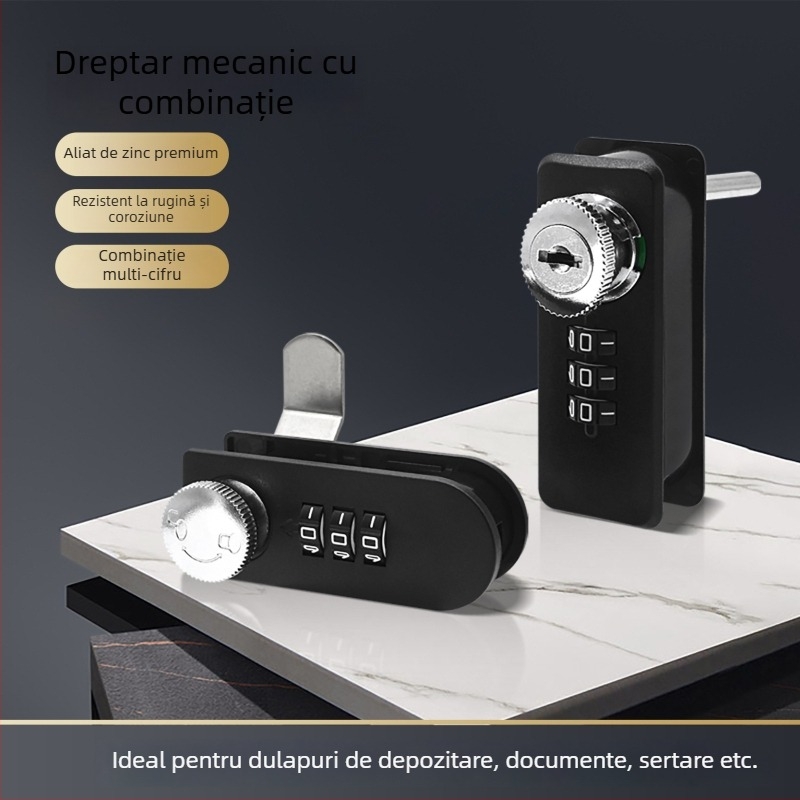 Parika încuietoare cu combinație mecanică pentru dulapuri și fișiere – plastic + aliaj, stil modern minimalist