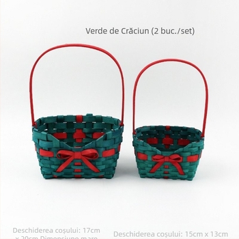 Coș de flori din lemn împletit manual — stil pastoral, coș pentru fructe și legume, lansat în 2024, cutie cu 40 de bucăți