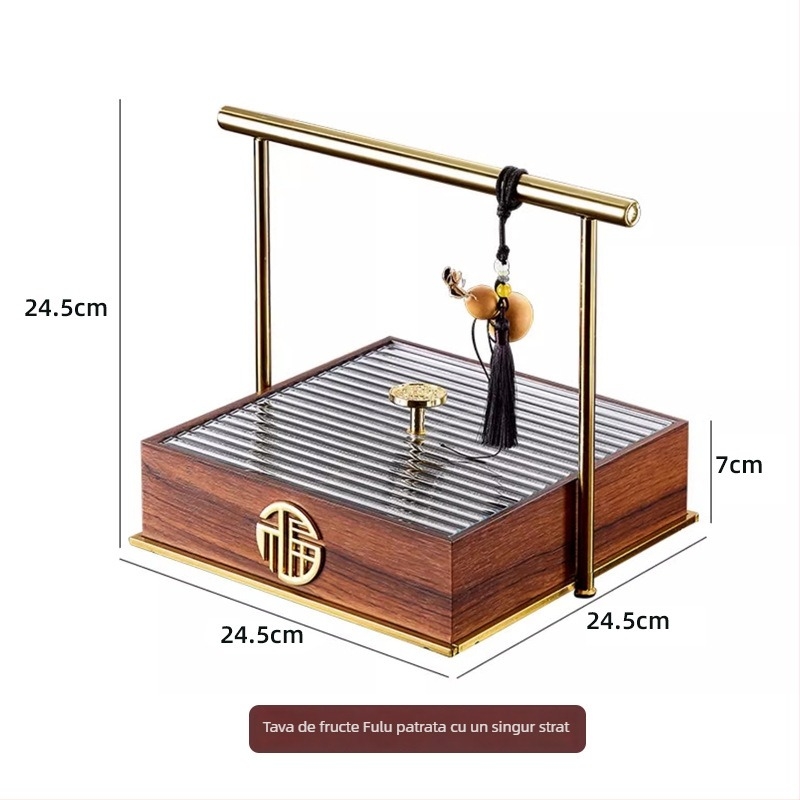 Lesisi cutie din lemn pentru fructe și gustări – stil chinezesc nou, farfurie de fructe portabilă pentru sufragerie