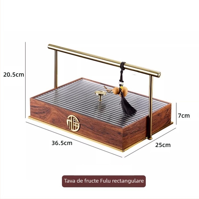 Lesisi cutie din lemn pentru fructe și gustări – stil chinezesc nou, farfurie de fructe portabilă pentru sufragerie