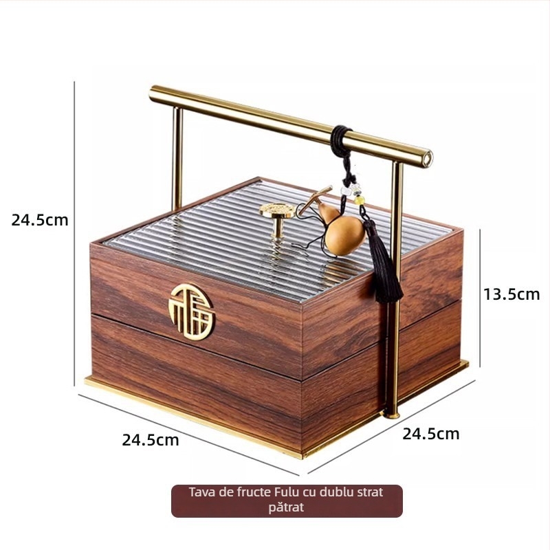 Lesisi cutie din lemn pentru fructe și gustări – stil chinezesc nou, farfurie de fructe portabilă pentru sufragerie