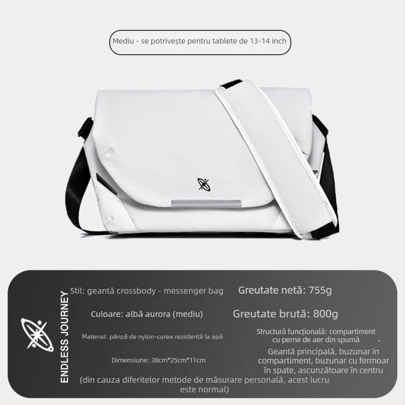 Geantă de umăr pentru bărbați crossbody, cu cataramă magnetică, impermeabilă, din Oxford, model geometric, multifuncțională pentru uz zilnic, cu capacitate extensibilă