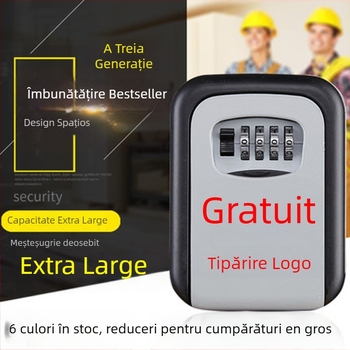 Cutie pentru chei cu cod mecanic, KS017, montare pe perete, design ochi de pisică, potrivită pentru carduri ID și carduri bancare
