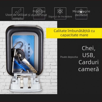 Cutie pentru chei cu cod mecanic, KS017, montare pe perete, design ochi de pisică, potrivită pentru carduri ID și carduri bancare