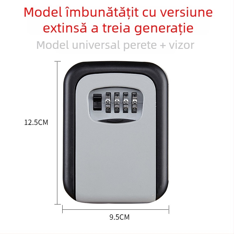 Cutie pentru chei cu cod mecanic, KS017, montare pe perete, design ochi de pisică, potrivită pentru carduri ID și carduri bancare