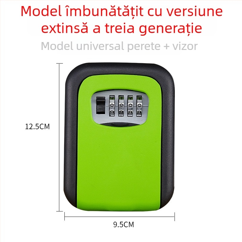Cutie pentru chei cu cod mecanic, KS017, montare pe perete, design ochi de pisică, potrivită pentru carduri ID și carduri bancare