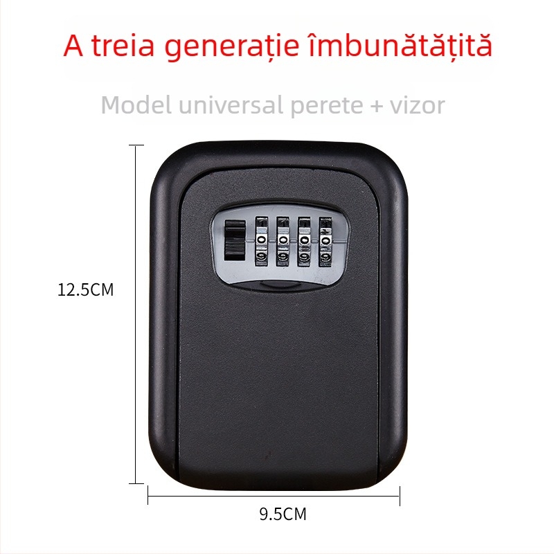 Cutie pentru chei cu cod mecanic, KS017, montare pe perete, design ochi de pisică, potrivită pentru carduri ID și carduri bancare