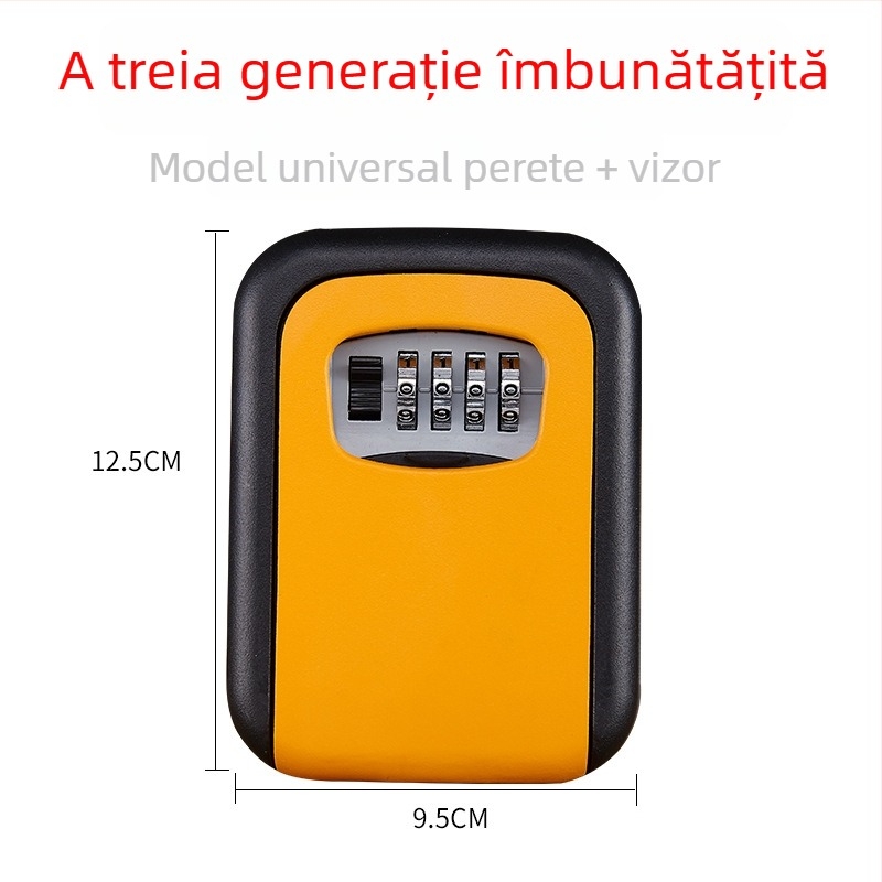 Cutie pentru chei cu cod mecanic, KS017, montare pe perete, design ochi de pisică, potrivită pentru carduri ID și carduri bancare