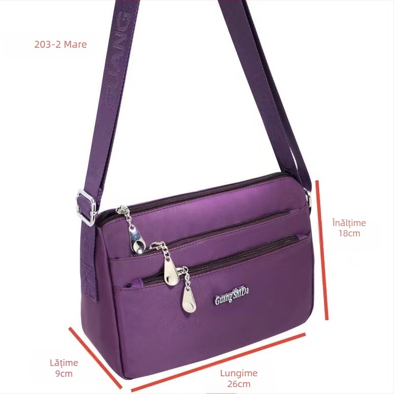 Guangshida Geantă Crossbody pentru Femei, Multistrat, Material Oxford Impermeabil, Compartiment Pentru Telefon, Buzunar Intern Patch, Curea Unică