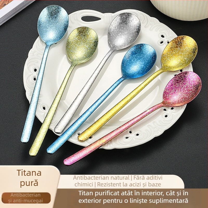 Lingură din titan pur, lingură pentru pepene, design modern minimalist inspirat de Coreea, personalizabil pentru uz casnic și camping