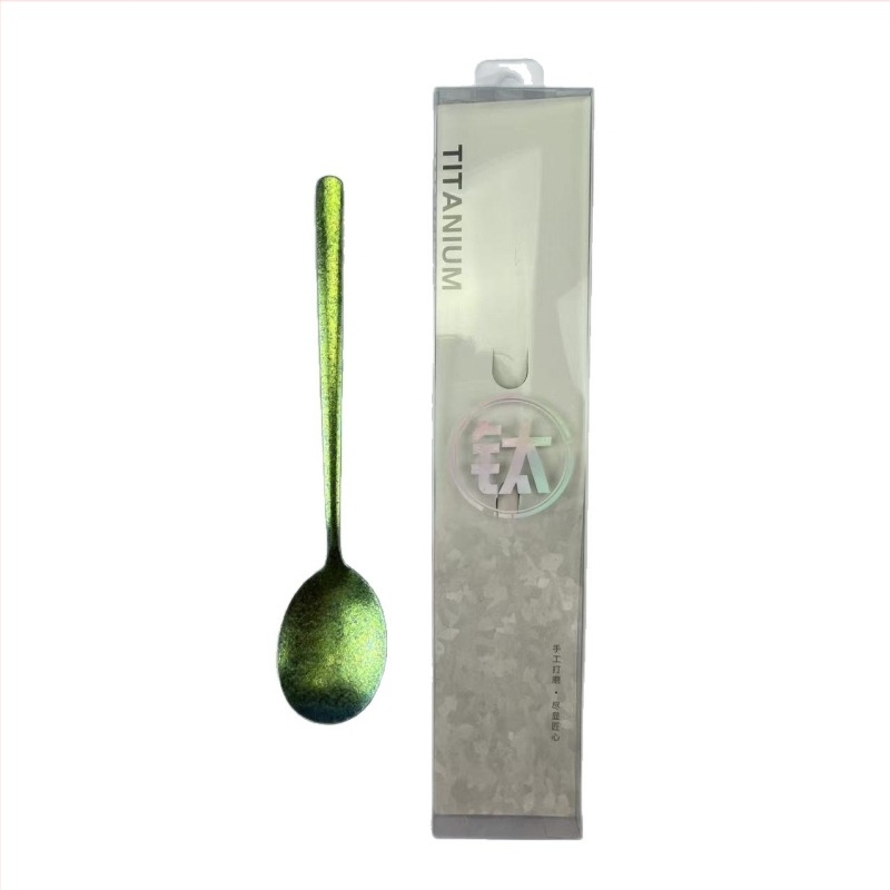 Lingură din titan pur, lingură pentru pepene, design modern minimalist inspirat de Coreea, personalizabil pentru uz casnic și camping