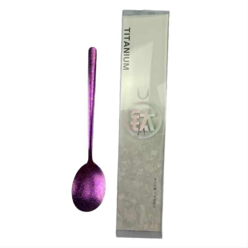 Lingură din titan pur, lingură pentru pepene, design modern minimalist inspirat de Coreea, personalizabil pentru uz casnic și camping