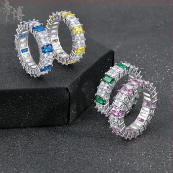 Inel din argint S925, pătrat, design geometric, zircon 5A, stil Ins - Yun natsyr