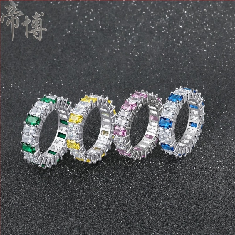 Inel din argint S925, pătrat, design geometric, zircon 5A, stil Ins - Yun natsyr