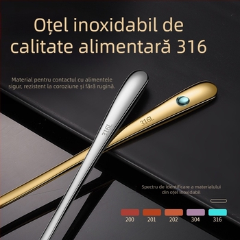Cheemee Lingură din oțel inoxidabil 316 – Lingură de masă, Stil modern minimalist, Finisaj oglindit prin polizare cu disc textil