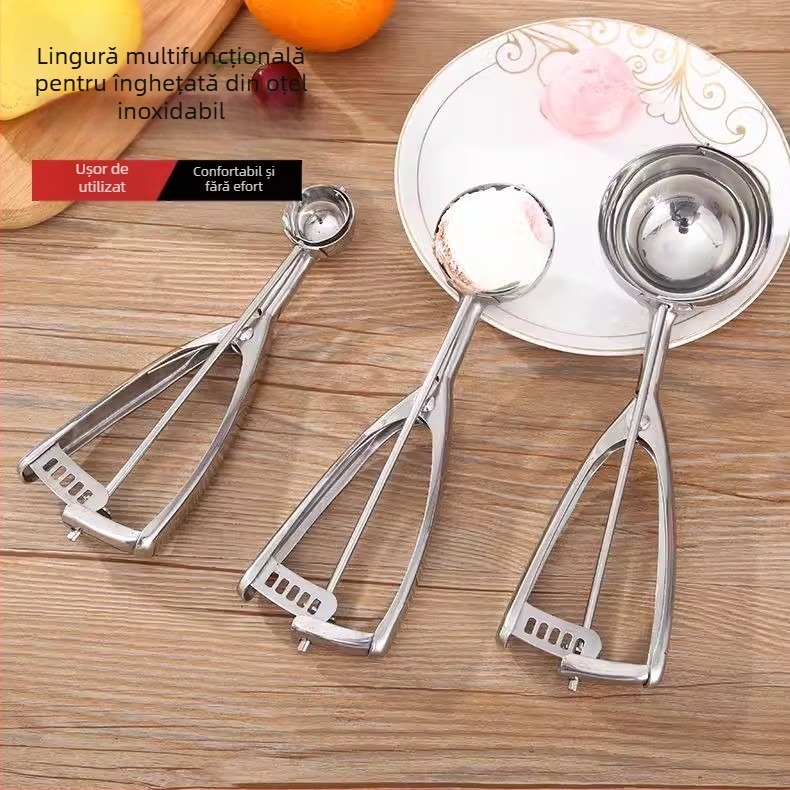 Lingură din oțel inoxidabil pentru bile de înghețată, mingi de pepene și modelare a fructelor; lustruire prin proces de apă; stil modern minimalist; imprimare logo disponibil