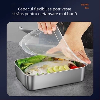 Tavă de pregătire a alimentelor din oțel inoxidabil, pătrată, compatibilă cu microundele, suprafață electroplacată, calitate premium